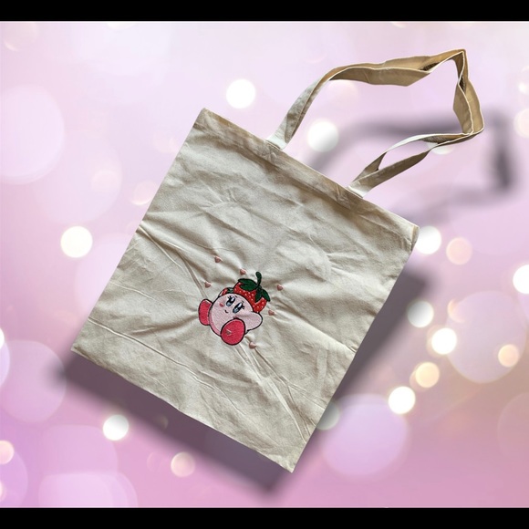 Cute Kirby strawberry theme 6oz tote bag - Picture 3 of 10